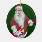 Musical Santa Playing Red Electric Gitarre Keramik Ornament (Links)