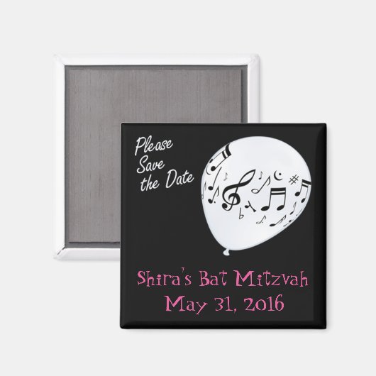 Musical Save the Date Bar or Bat Mitzvah Magnet (Vorderseite/Rückseite)