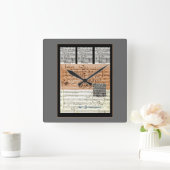 Musical Score collage wall clock Quadratische Wanduhr (Zuhause)