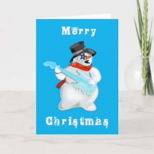 Musical Snowman mit Guitar Funny Christmas Card Karte