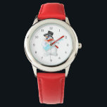 Musical Snowman Watch Christmas Cift Armbanduhr<br><div class="desc">Schneemann mit Gitarren-Musical-Weihnachtsuhren - MIGNED-Malerei-Design - Anpassbar</div>