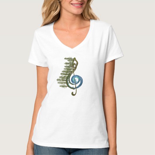 Musical Sol Key Nature Symbol V-Nacken-T - Shirt (Vorderseite)