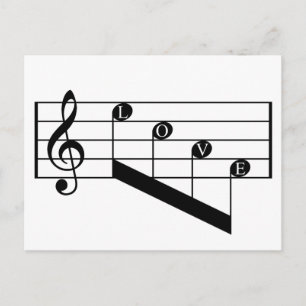 Musical Staff Treble Clef Liebe Notes Black Design Postkarte
