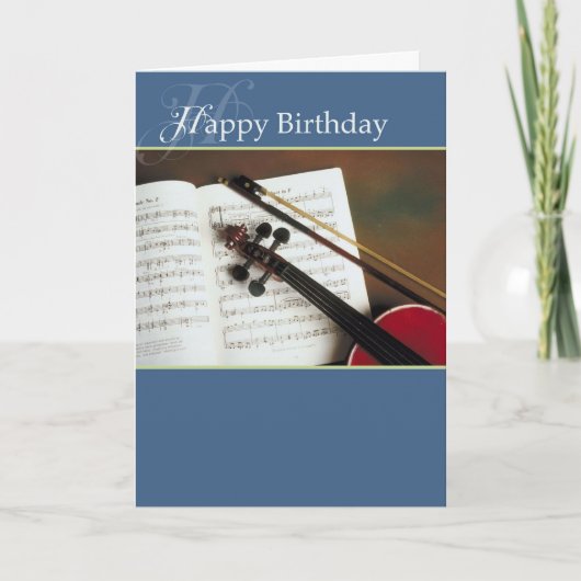 Musical Strings Happy Birthday Karte (Vorderseite)