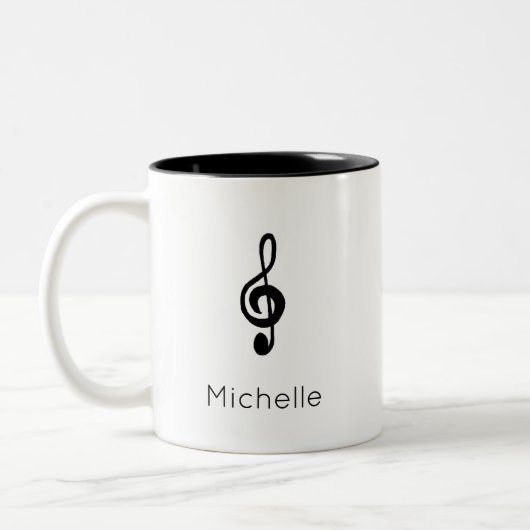 Musical Symbol Treble Clef Schwarz-weiß Zweifarbige Tasse (Links)