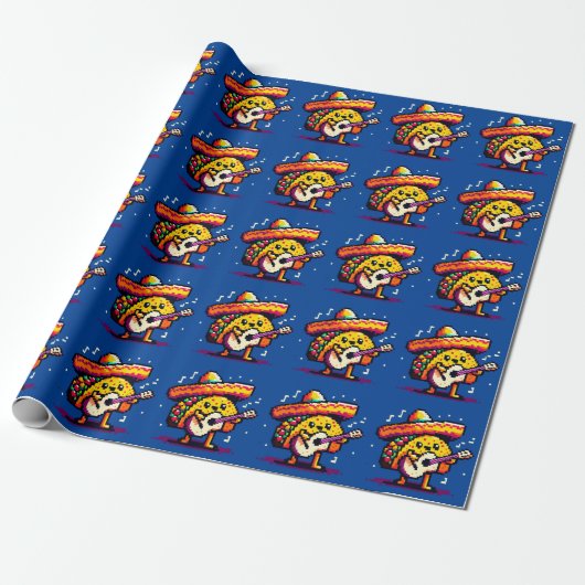 Musical Taco - Funny Pixel Art Mariachi Design Geschenkpapier (Ungerollt)