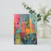 Musical Theme Abstract Art Postkarte (Stehend Vorderseite)