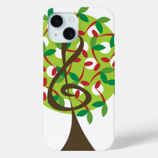 Musical Treble Cherry Notes Baum Whimsical Nature iPhone 15 Hülle