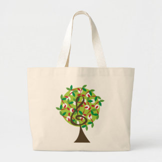 Musical Treble Cherry Notes Baum Whimsical Nature Jumbo Stoffbeutel