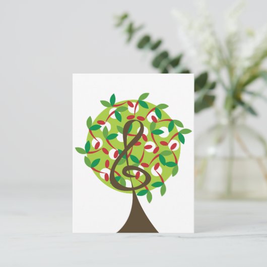 Musical Treble Cherry Notes Baum Whimsical Nature Postkarte (Stehend Vorderseite)