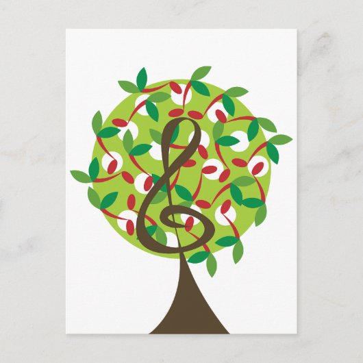 Musical Treble Cherry Notes Baum Whimsical Nature Postkarte (Vorderseite)