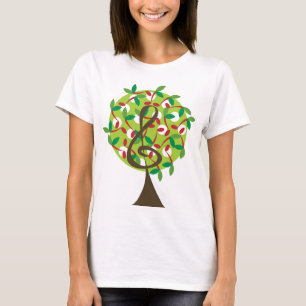 Musical Treble Cherry Notes Baum Whimsical Nature T-Shirt