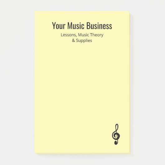 Musical Treble Clef Beruflich Musician Gelb Post-it Klebezettel (Vorderseite)