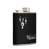 Musical Treble Clef Einfache Schwarz-weiße Typogra Flachmann (Rechts)