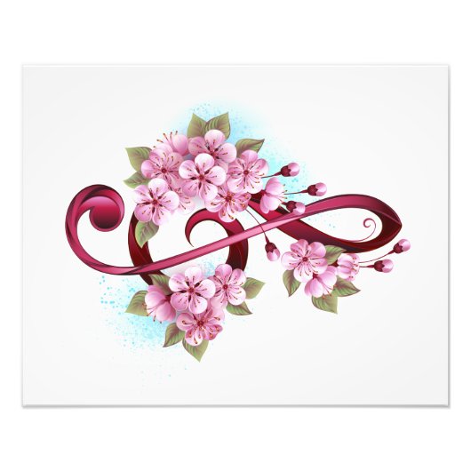 Musical treble clef notes with Sakura flowers Fotodruck (Vorne)