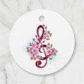Musical treble clef notes with Sakura flowers Geschenkanhänger (Rückseite)