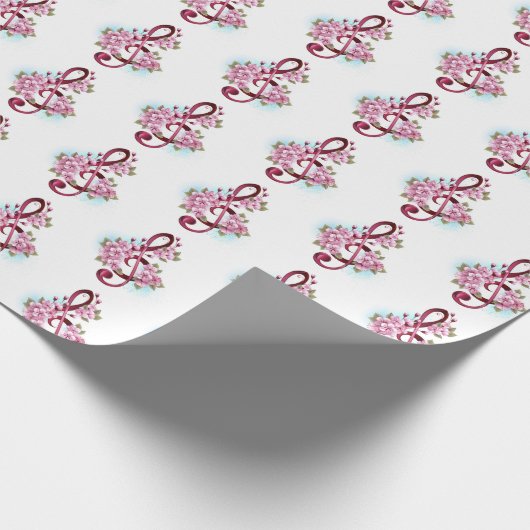 Musical treble clef notes with Sakura flowers Geschenkpapier (Ecke)