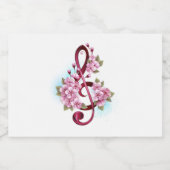 Musical treble clef notes with Sakura flowers Lebensmitteletikett (Einzelnes Label)