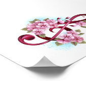 Musical treble clef notes with Sakura flowers Poster (Ecke)