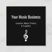 Musical Treble Clef QR Code Music Lessons Black Quadratische Visitenkarte (Vorderseite)