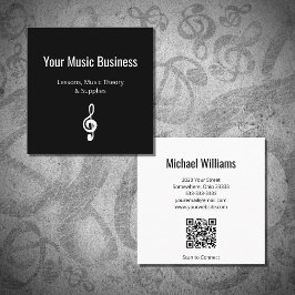 Musical Treble Clef QR Code Music Lessons Black Quadratische Visitenkarte