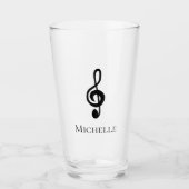 Musical Treble Clef Schwarz-weiß Glas (Vorderseite)
