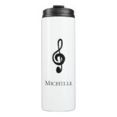 Musical Treble Clef Schwarz-weiß Thermosbecher (Vorderseite)