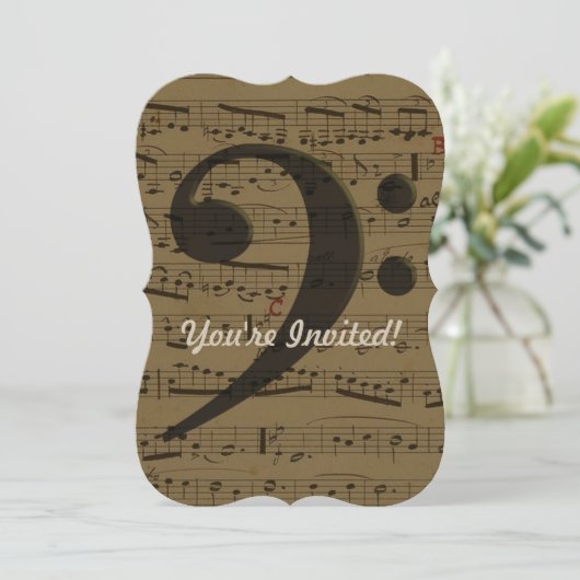 Musical Treble Clef Sheet Music Classic Einladung (Stehend Vorderseite)