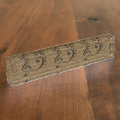 Musical Treble Clef Sheet Music Classic Namensplakette (Seite)