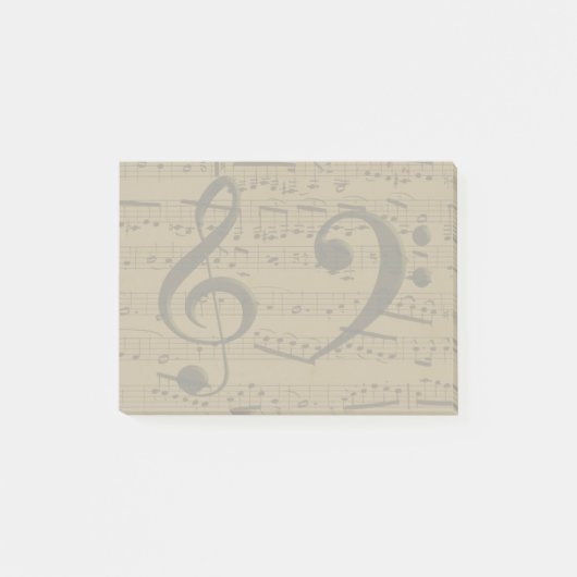 Musical Treble Clef Sheet Music Classic Post-it Klebezettel (Vorderseite)