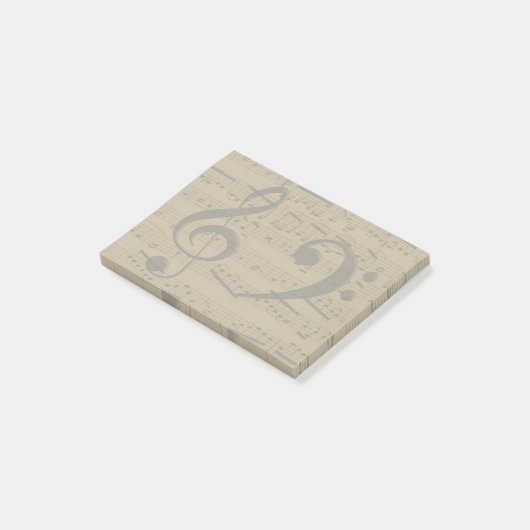 Musical Treble Clef Sheet Music Classic Post-it Klebezettel (angewinkelt)