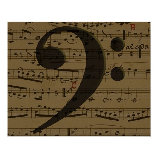 Musical Treble Clef Sheet Music Classic Poster (Vorderseite)