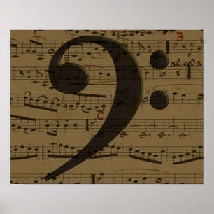 Musical Treble Clef Sheet Music Classic Poster