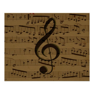 Musical Treble Clef Sheet Music Classic Poster