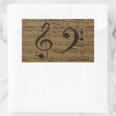 Musical Treble Clef Sheet Music Classic Rechteckiger Aufkleber (Tasche)