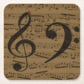 Musical Treble Clef Sheet Music Classic Rechteckiger Pappuntersetzer (Vorderseite)