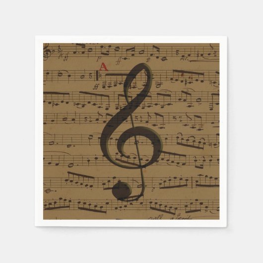Musical Treble Clef Sheet Music Classic Serviette (Vorderseite)