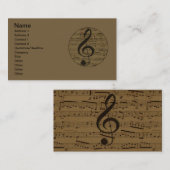 Musical Treble Clef Sheet Music Classic Visitenkarte (Vorne/Hinten)