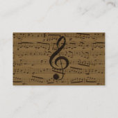 Musical Treble Clef Sheet Music Classic Visitenkarte (Rückseite)