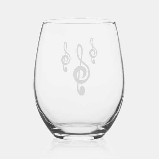 Musical Treble Clef Symbol Simple Weinglas Ohne Stiel (Rückseite)