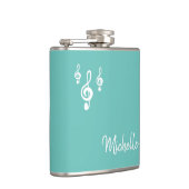 Musical Treble Clef Typografie Trendy Aquamarin Gr Flachmann (Rechts)