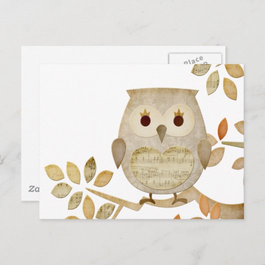 Musical Tree Owl Postkarte (Vorne/Hinten)