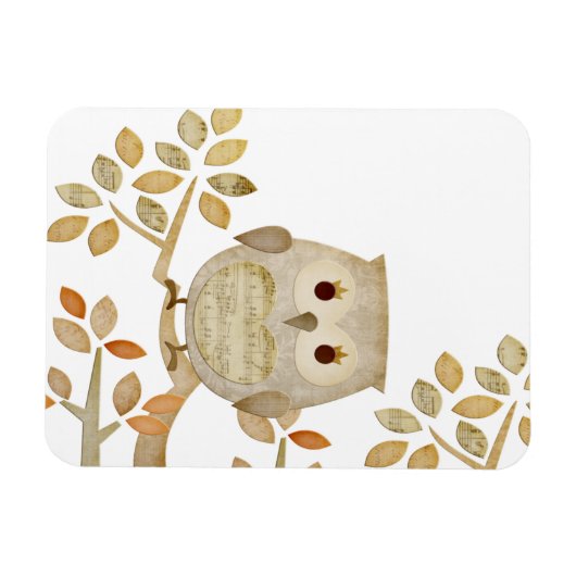Musical Tree Owl Premium Flexi Magnet (Horizontal)