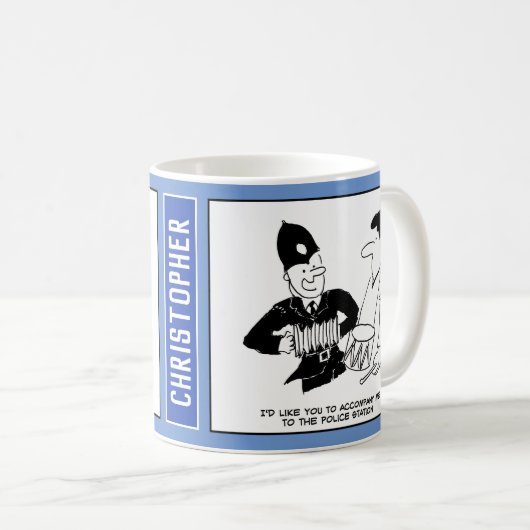 Musical UK Policeman mit Accordion. Funny Kaffeetasse (VorderseiteRechts)
