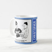 Musical UK Policeman mit Accordion. Funny Kaffeetasse (Vorderseite Links)