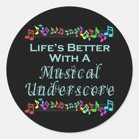Musical Underscore-Sticker Runder Aufkleber (Vorderseite)