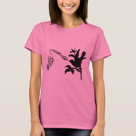 Musical Vintag Singing Black Bird T-Shirt (Vorderseite)