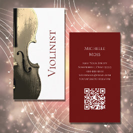 Musical Violin Performer QR Code Elegant Visitenkarte