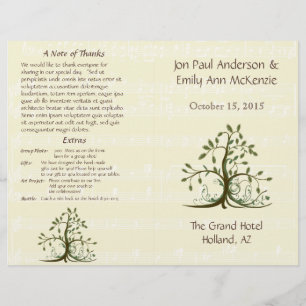 Musical Whispy Tree Wedding Programm