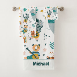 Musical Woodland Animals Badhandtuch Set